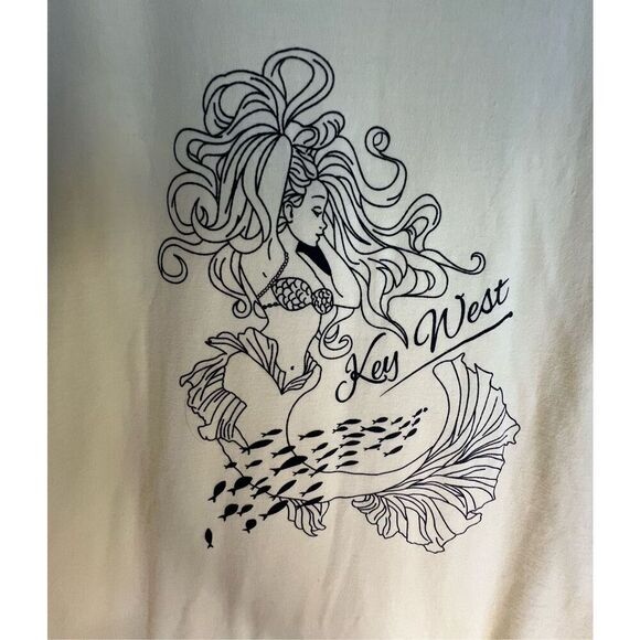 Luxe Butter Yellow Key West Mermaid Graphic Short Sleeve T-Shirt - Picture 2 of 5